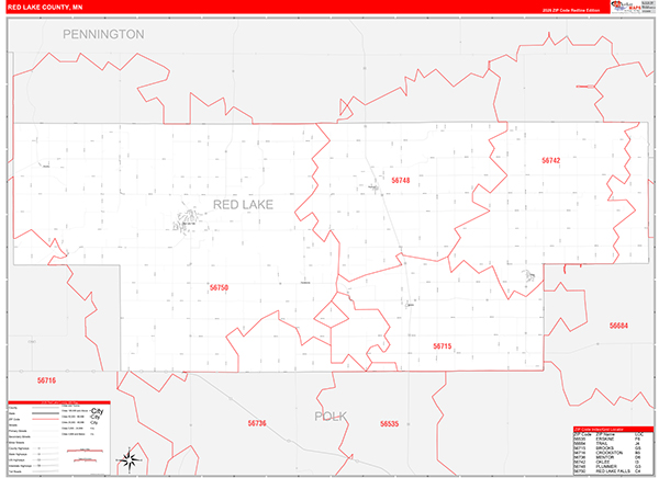 Red Lake County, MN Zip Code Map
